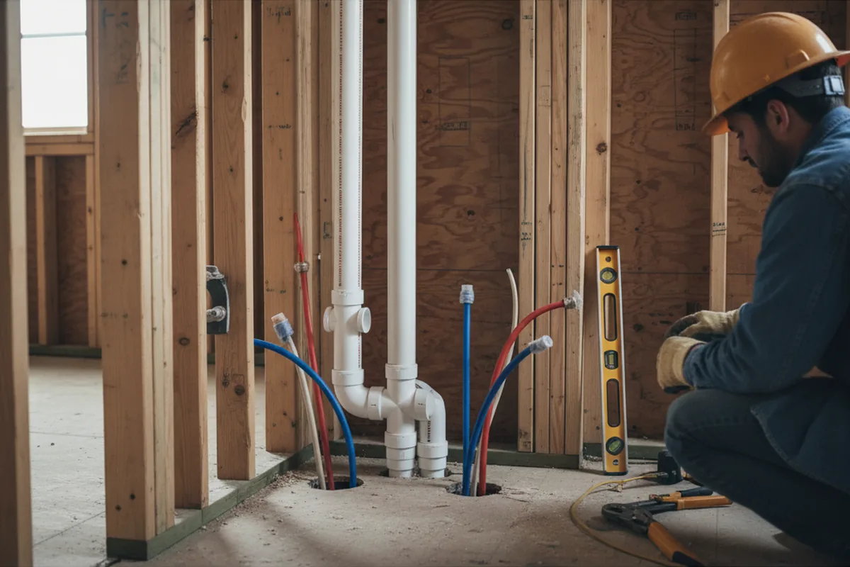 Drain and supply rough-in during Sump Pump Repair in Bridgeport